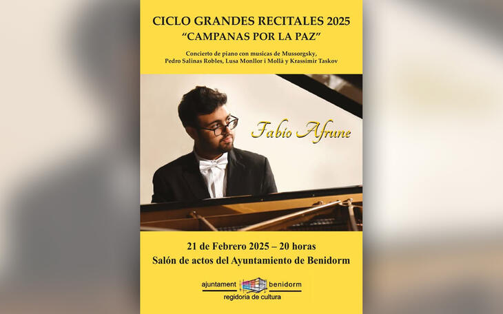 El pianista Fabio Afune protagoniza este viernes el Ciclo de Grandes Recitales en Benidorm